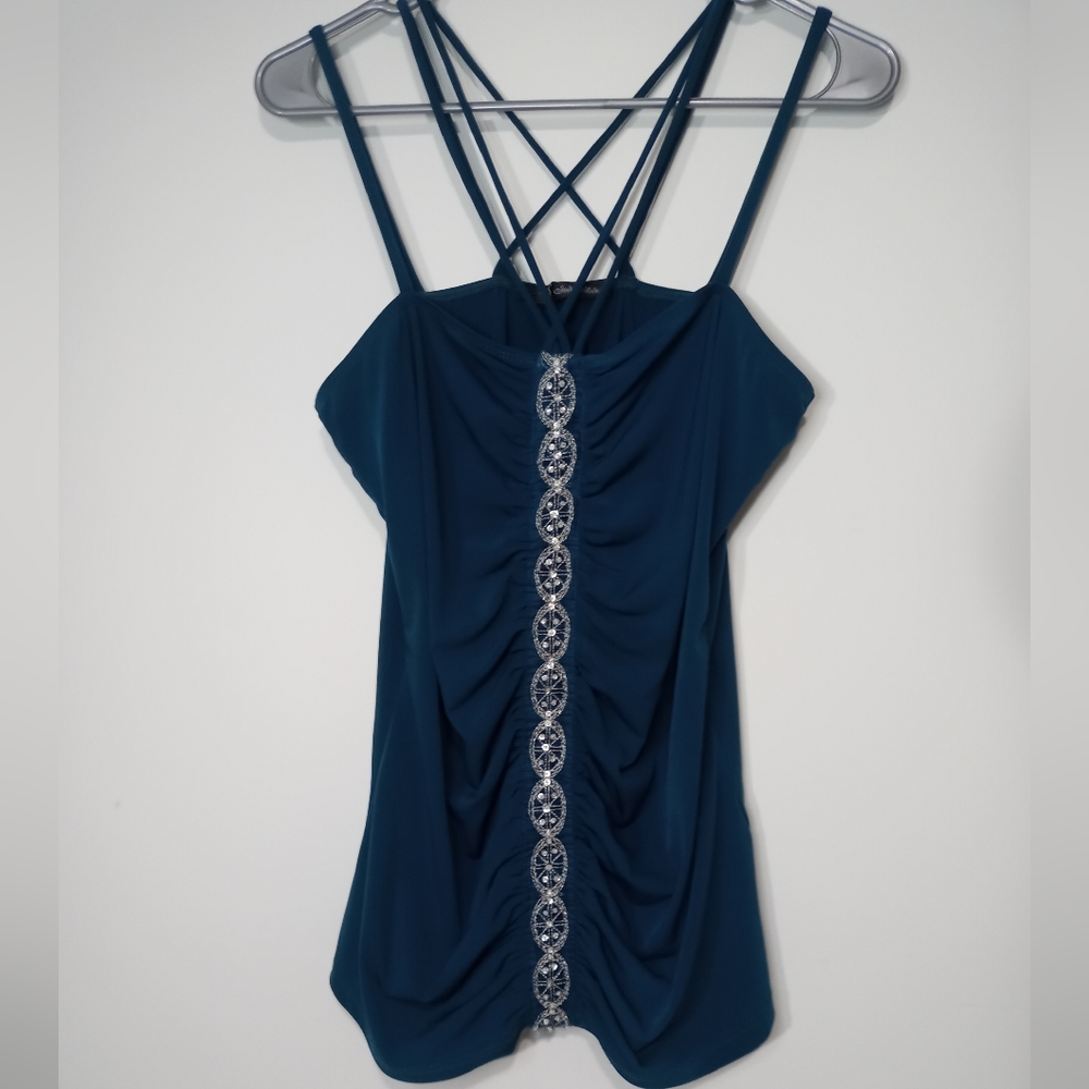 Studio Mode spaghetti straps blue/green Top Size L